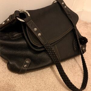 “Brighton” Black Pebble 100% Full Grain Genuine “Leather”- Vintage Large Bag
